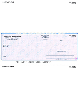A blank check is shown with blue lines.