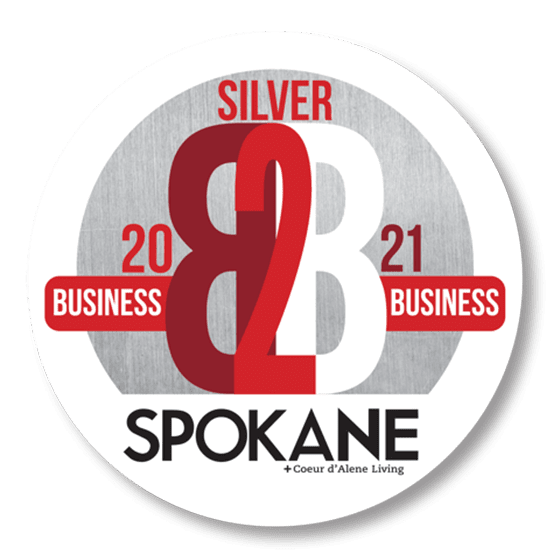 A badge that says silver business 2 0 2 1 spokane
